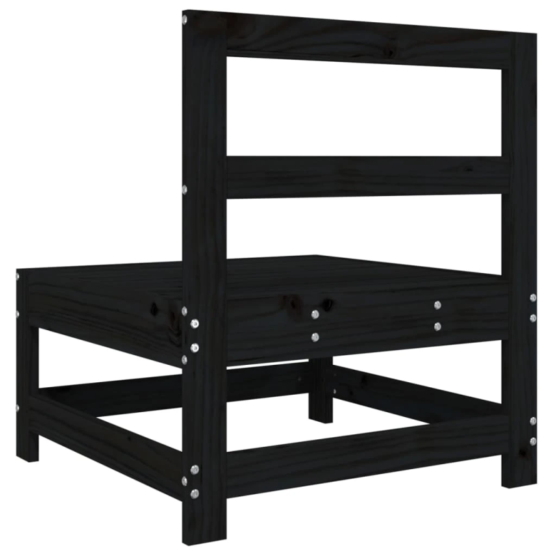 vidaXL vidējais dārza dīvāns, melns, priedes masīvkoks