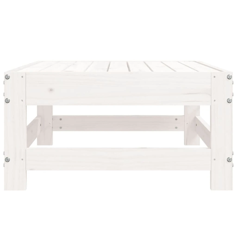 vidaXL dārza kājsoliņš, balts, priedes masīvkoks