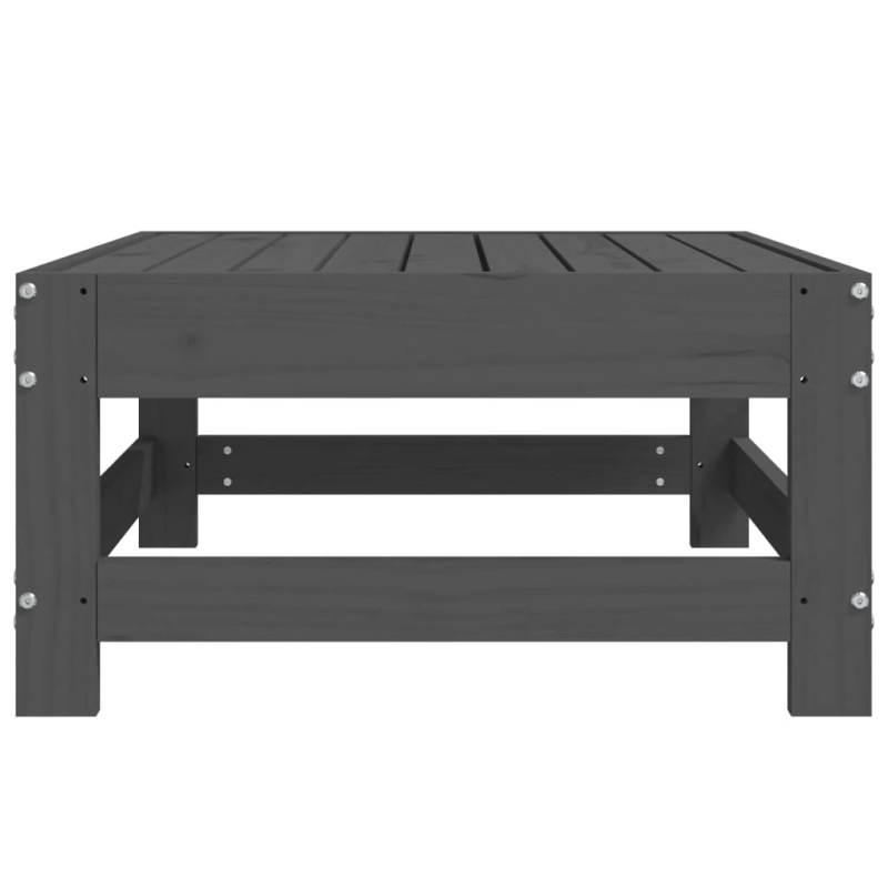 vidaXL dārza kājsoliņš, pelēks, priedes masīvkoks