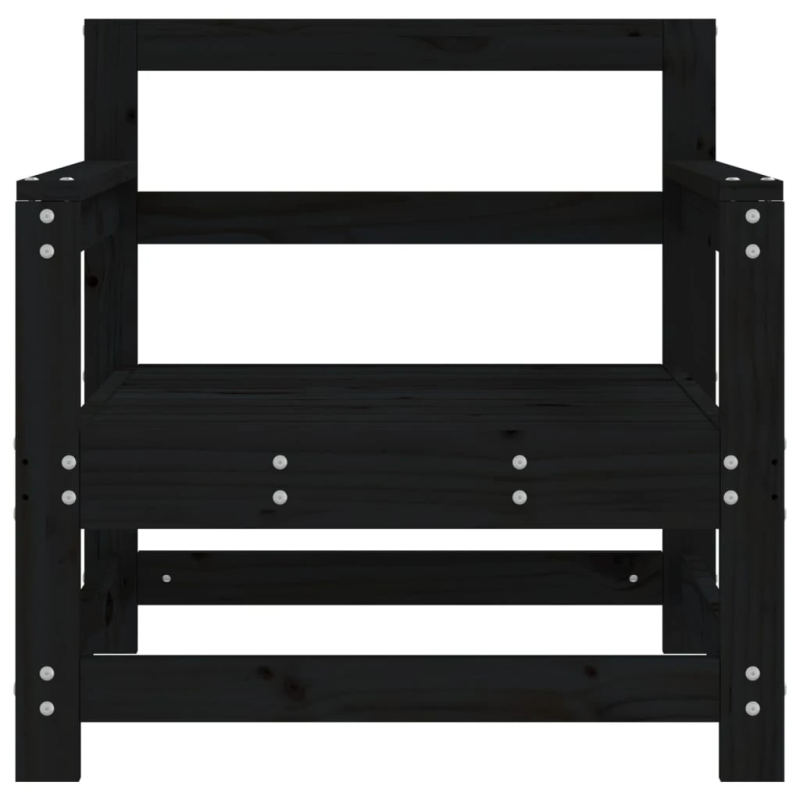 vidaXL dārza krēsli, 2 gab., melni, priedes masīvkoks