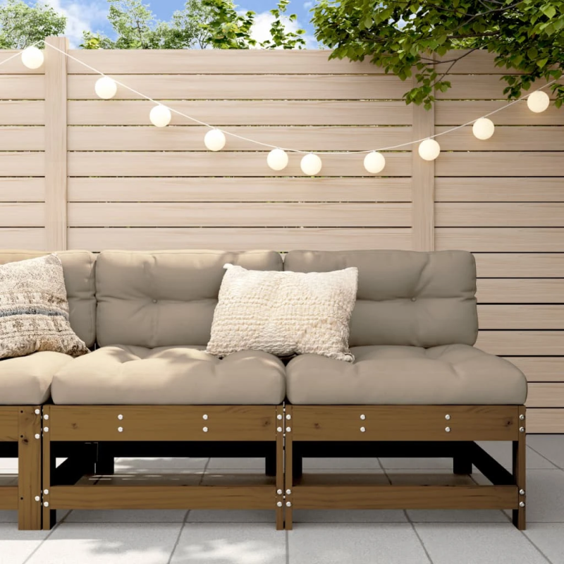 vidaXL vidējie dārza dīvāni, 2 gab., medus brūni, priedes masīvkoks