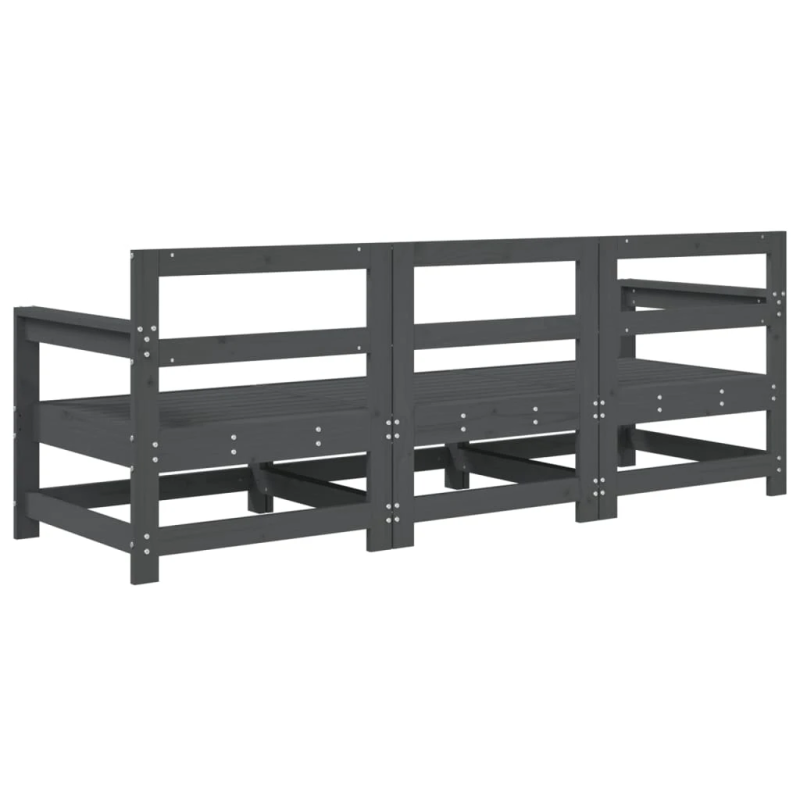 vidaXL 3-daļīgs dārza atpūtas mēbeļu komplekts, pelēks, priedes koks