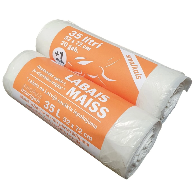 Atliekų maišai 35L 20+1vnt 10mkr balti, 50,