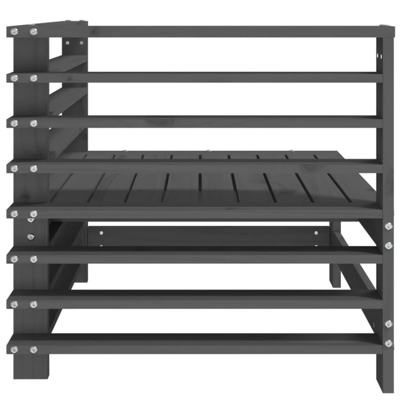 vidaXL dārza stūra dīvāns, pelēks, priedes masīvkoks