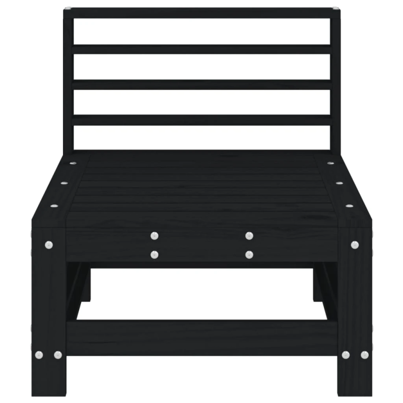 vidaXL vidējais dārza dīvāns, melns, priedes masīvkoks