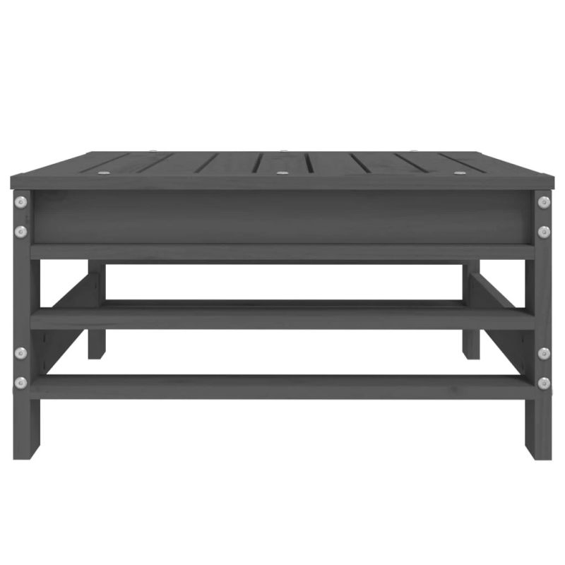 vidaXL dārza kājsoliņš, pelēks, priedes masīvkoks