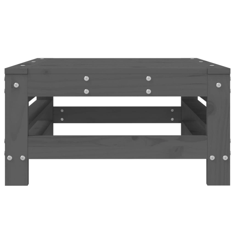 vidaXL dārza kājsoliņš, pelēks, priedes masīvkoks