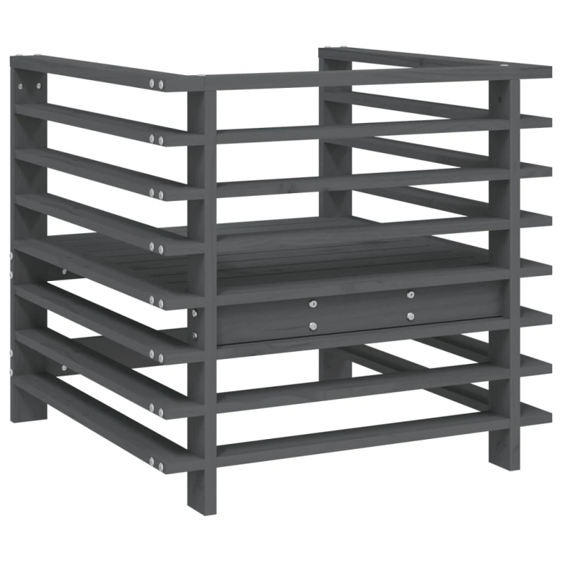 vidaXL dārza krēsli, 2 gab., pelēki, priedes masīvkoks