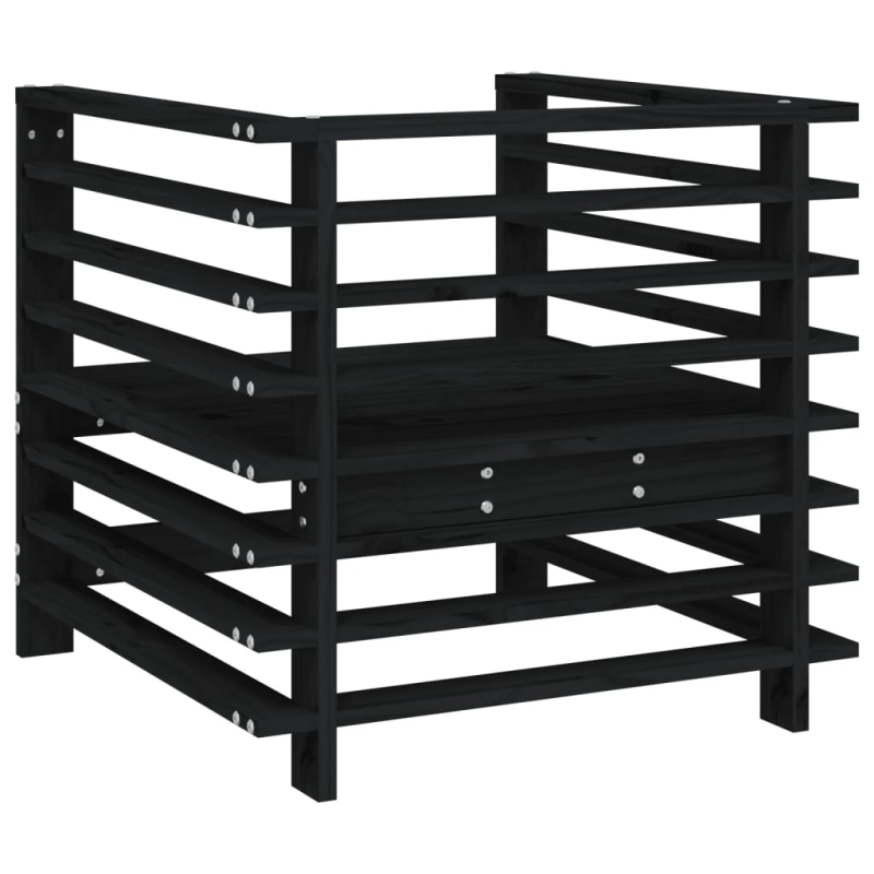 vidaXL dārza krēsli, 2 gab., melni, priedes masīvkoks