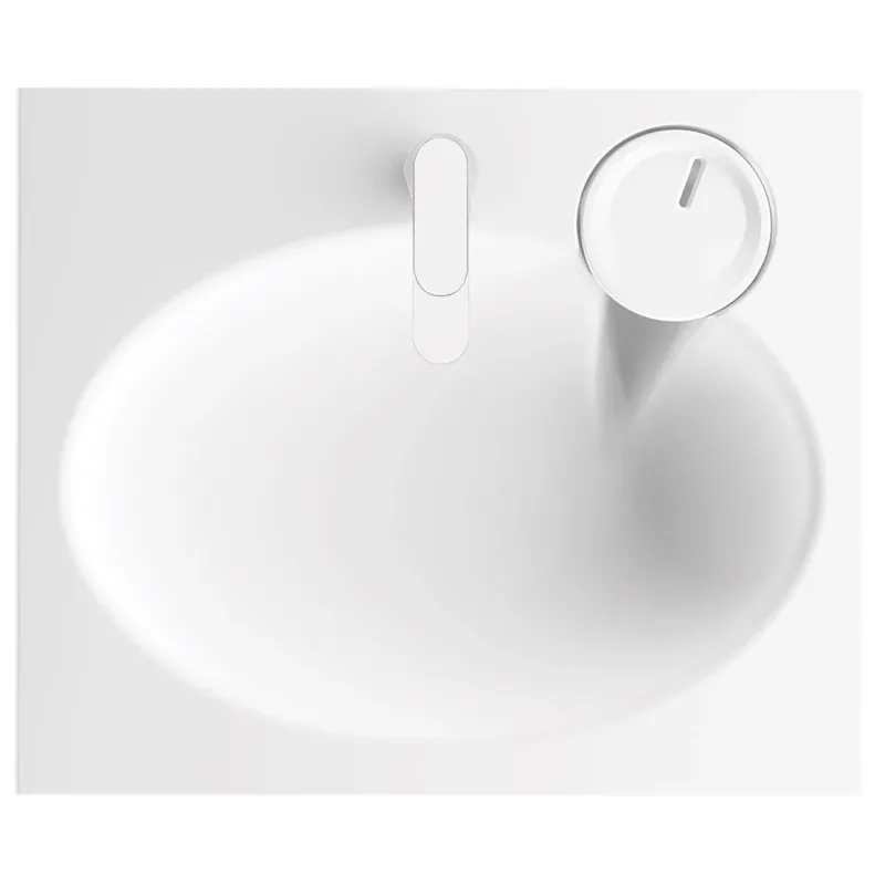 Vannas istabas izlietne Paa Claro, akmens masa, 60 cm x 50 cm x 9 cm, balta krās.