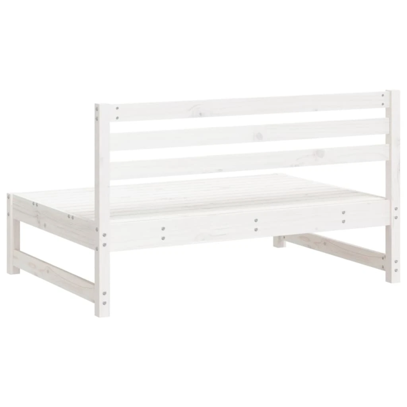 vidaXL dārza vidējais dīvāns, balts, 120x80 cm, priedes masīvkoks