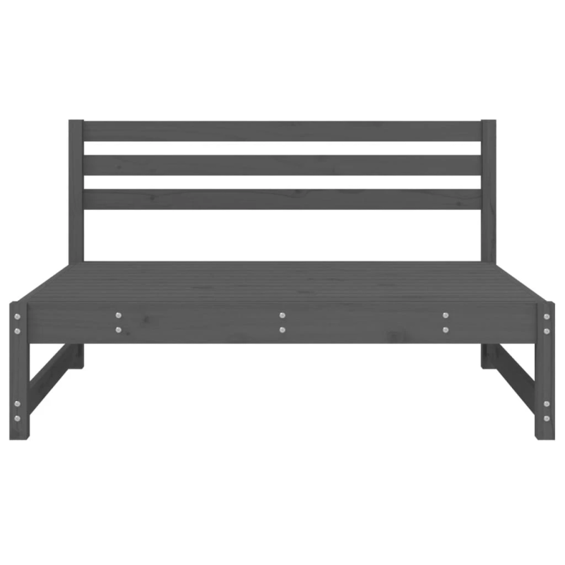 vidaXL dārza vidējais dīvāns, pelēks, 120x80 cm, priedes masīvkoks