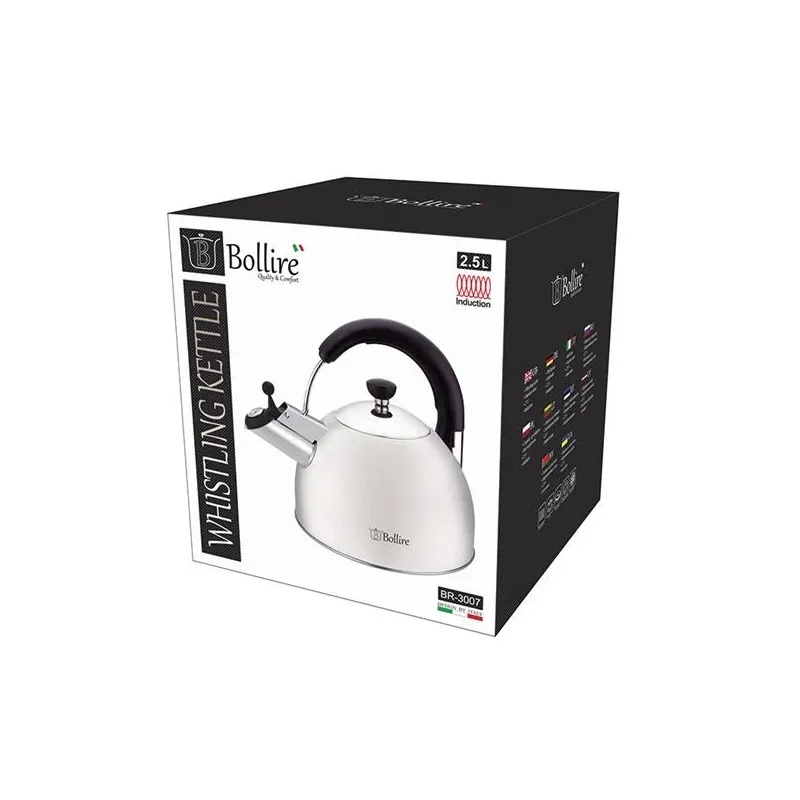 Tējkanna ar svilpi Bollire BR-3007, 2.5 l, nerūsējošā tērauda