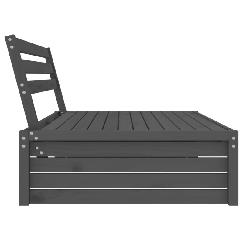 vidaXL dārza vidējais dīvāns, pelēks, 120x80 cm, priedes masīvkoks