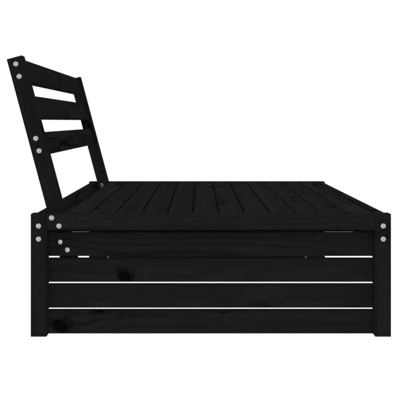 vidaXL dārza vidējais dīvāns, melns, 120x80 cm, priedes masīvkoks