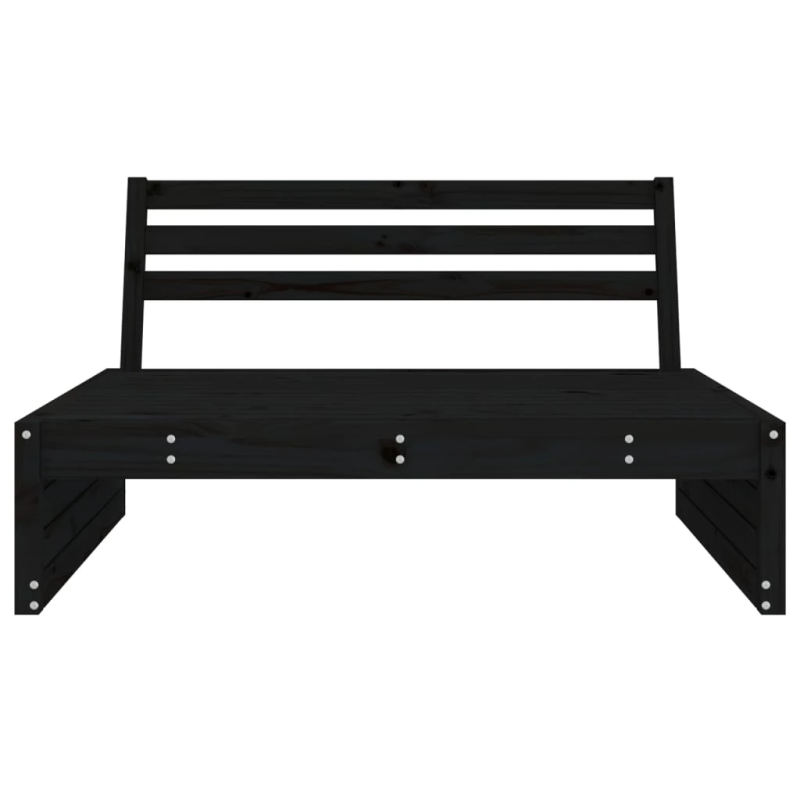 vidaXL dārza vidējais dīvāns, melns, 120x80 cm, priedes masīvkoks