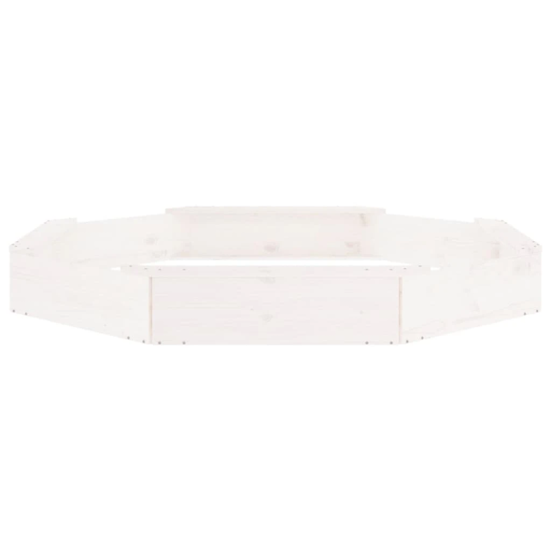 vidaXL smilšu kaste ar sēdekļiem, balta, astoņstūra forma, priede