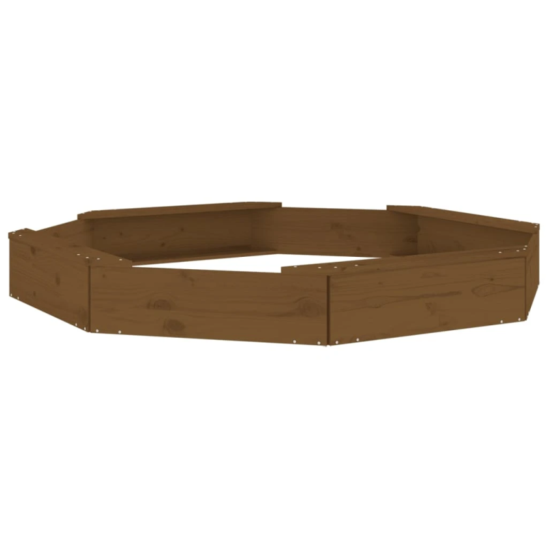 vidaXL smilšu kaste ar sēdekļiem, brūna, astoņstūra forma, priede