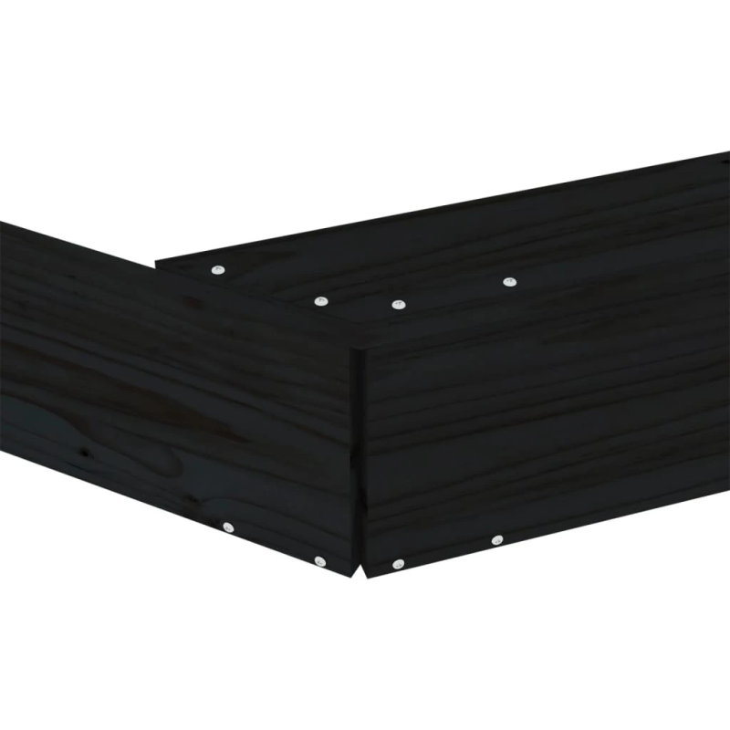 vidaXL smilšu kaste ar sēdekļiem, melna, astoņstūra forma, priede