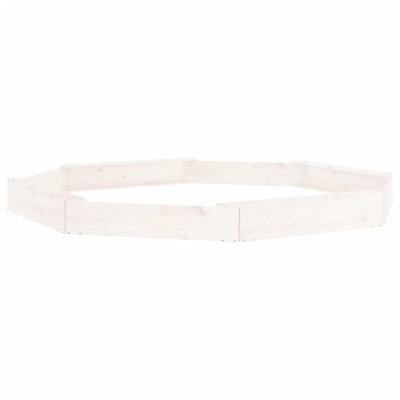 vidaXL smilšu kaste ar sēdekļiem, balta, astoņstūra forma, priede