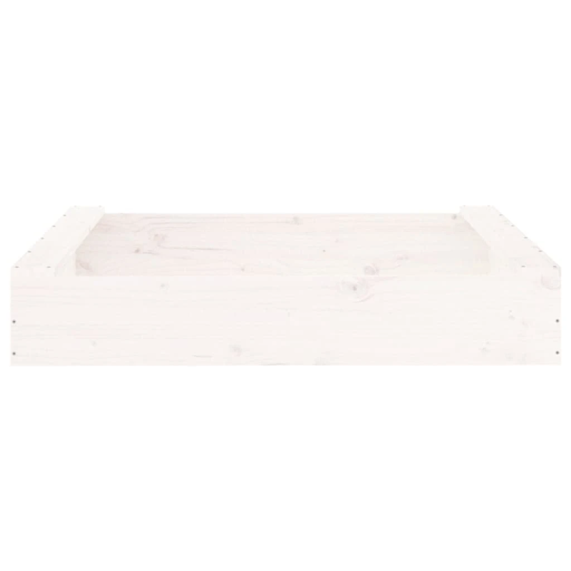 vidaXL smilšu kaste ar sēdekļiem, balta, kvadrāta forma, priedes koks