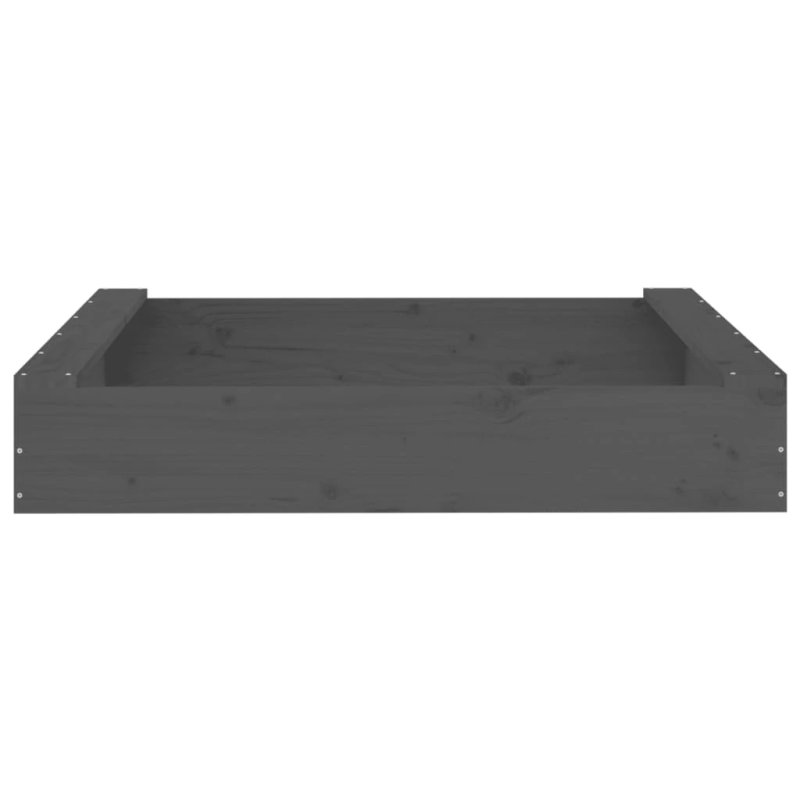 vidaXL smilšu kaste ar sēdekļiem, pelēka, kvadrāta forma, priedes koks