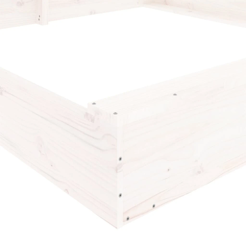 vidaXL smilšu kaste ar sēdekļiem, balta, kvadrāta forma, priedes koks