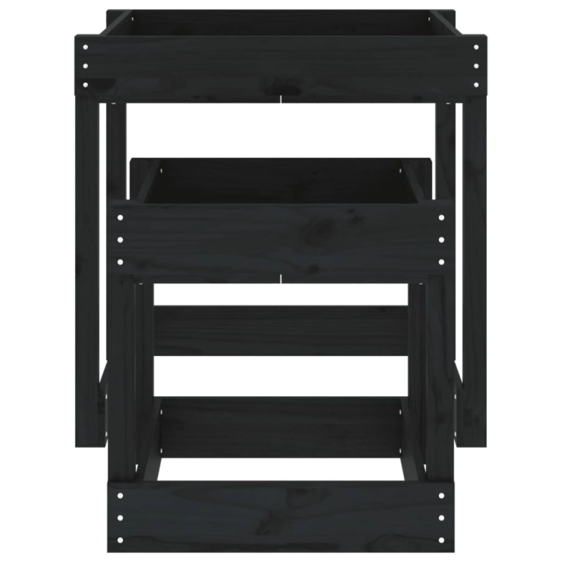 vidaXL smilšu rotaļu galdi, 2 gab., melns priedes masīvkoks