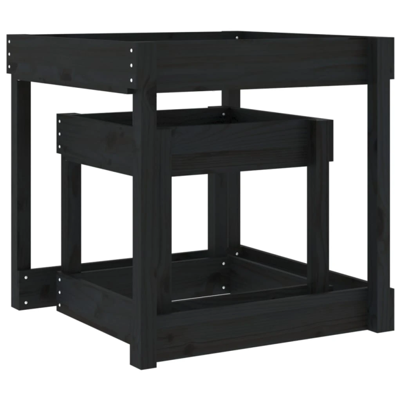 vidaXL smilšu rotaļu galdi, 2 gab., melns priedes masīvkoks