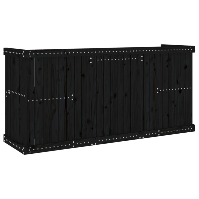 vidaXL 2-vietīgs balkona mēbeļu komplekts, melns, priedes masīvkoks