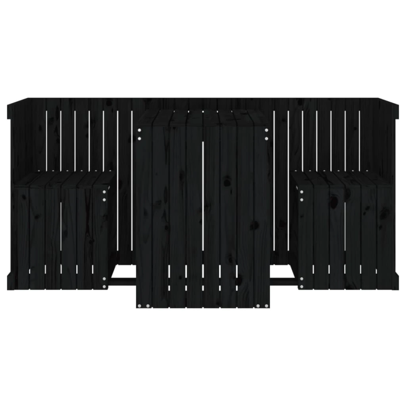 vidaXL 2-vietīgs balkona mēbeļu komplekts, melns, priedes masīvkoks