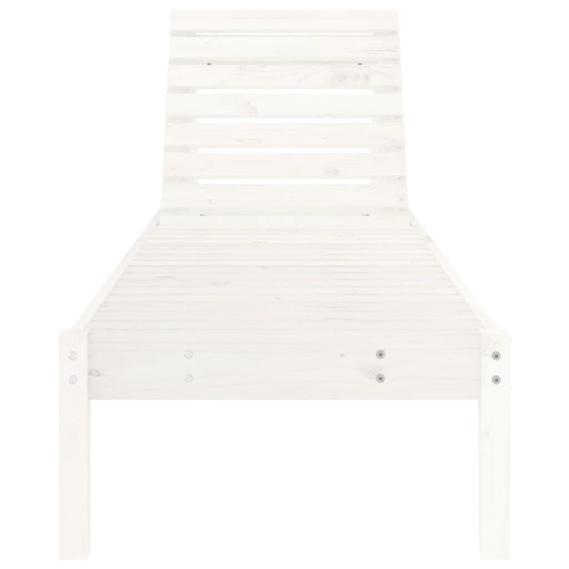 vidaXL sauļošanās zvilņi, 2 gab., balti, 199,5x60x74 cm, priedes koks