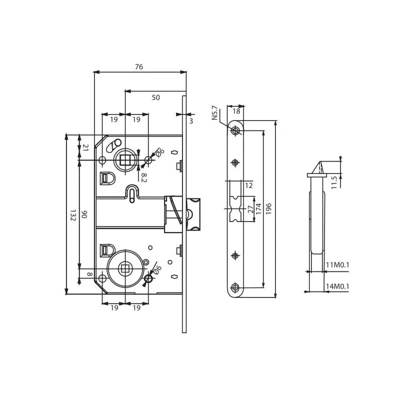 Iemontējamā slēdzene 10590-P, krāsots