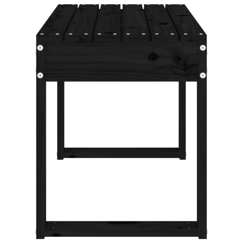 vidaXL dārza sols, melns, 80x38x45 cm, priedes masīvkoks