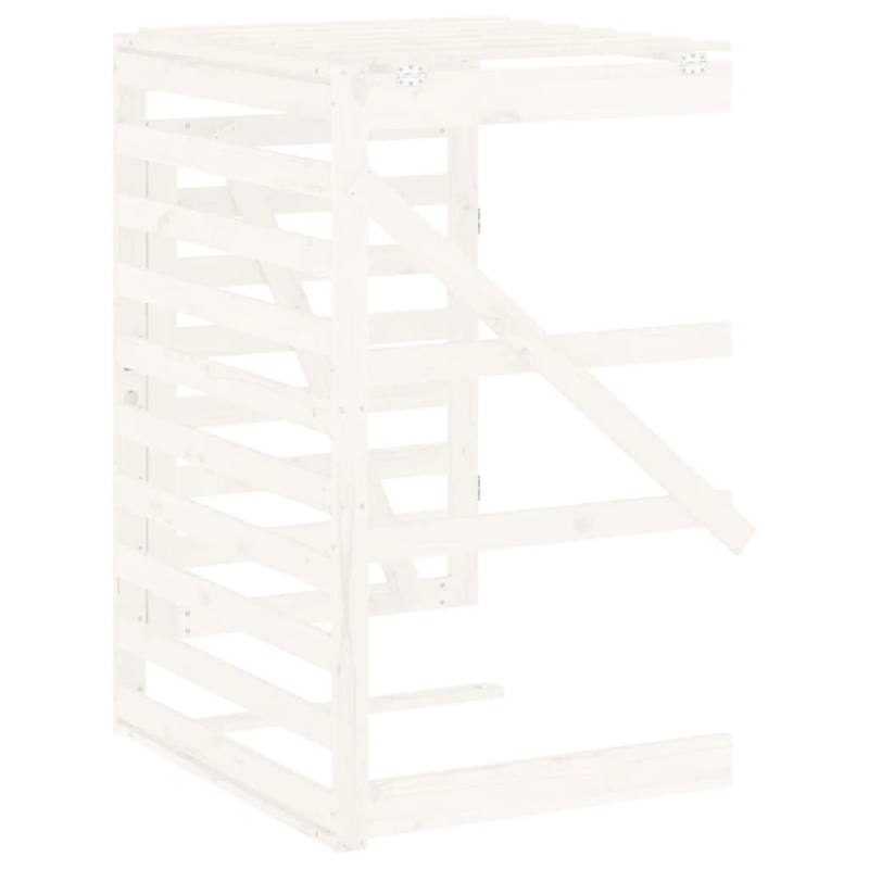 vidaXL atkritumu tvertnes nojume, balta, priedes masīvkoks