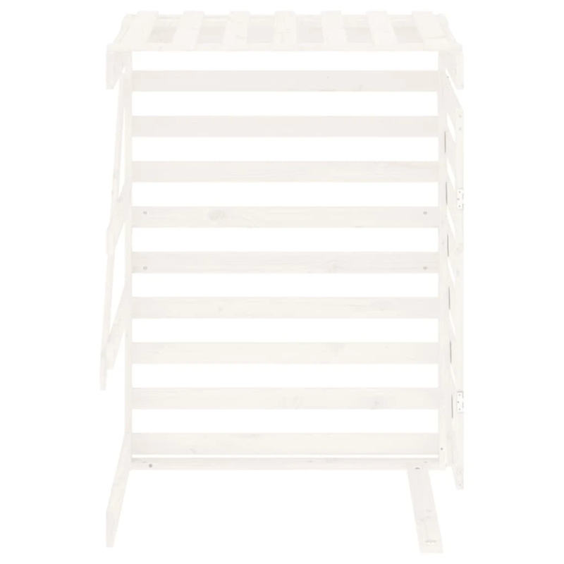 vidaXL atkritumu tvertnes nojume, balta, priedes masīvkoks