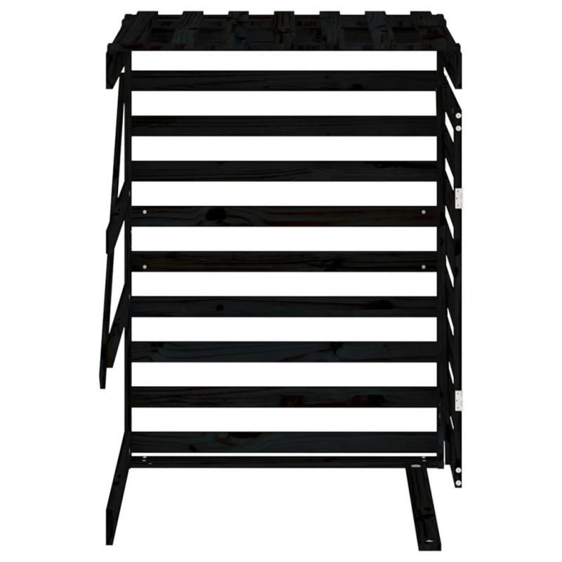 vidaXL atkritumu tvertnes nojume, melna, priedes masīvkoks