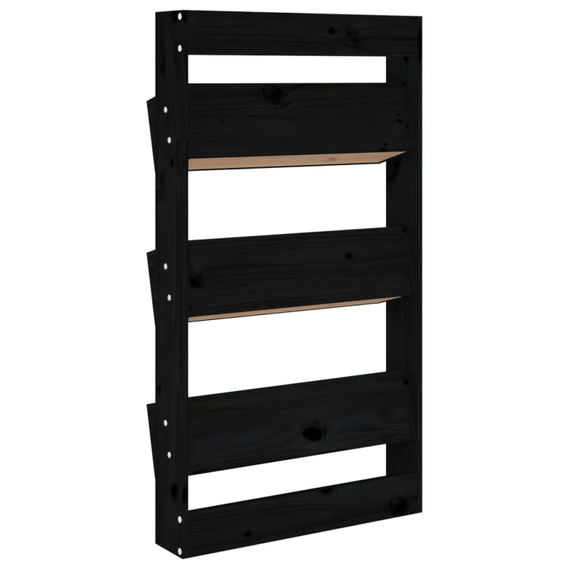 vidaXL puķu kaste, 3 līmeņi, 60x18,5x110 cm, melna, priedes masīvkoks