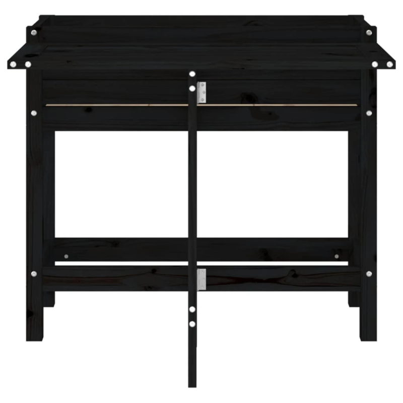 vidaXL dārza puķu kaste ar nolokāmu virsmu, melna, priedes masīvkoks