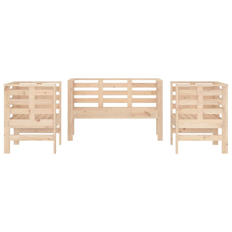 vidaXL 3-daļīgs dārza atpūtas mēbeļu komplekts, priedes masīvkoks