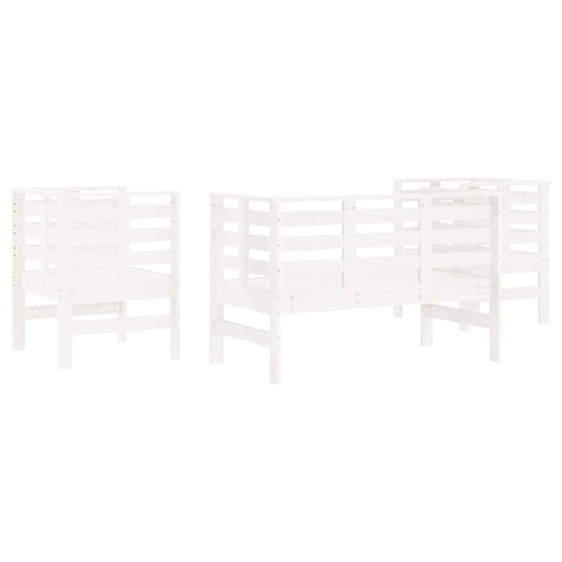 vidaXL 3-daļīgs dārza atpūtas mēbeļu komplekts, balts priedes koks