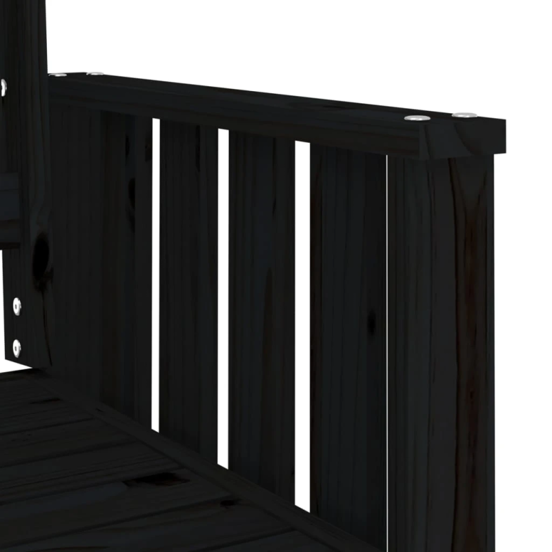 vidaXL dārza sols ar galdiņu, divvietīgs, melns, priedes masīvkoks