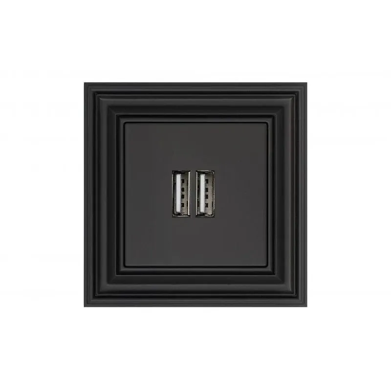 USB lādētājs LIREGUS RETRO, melnā krāsā