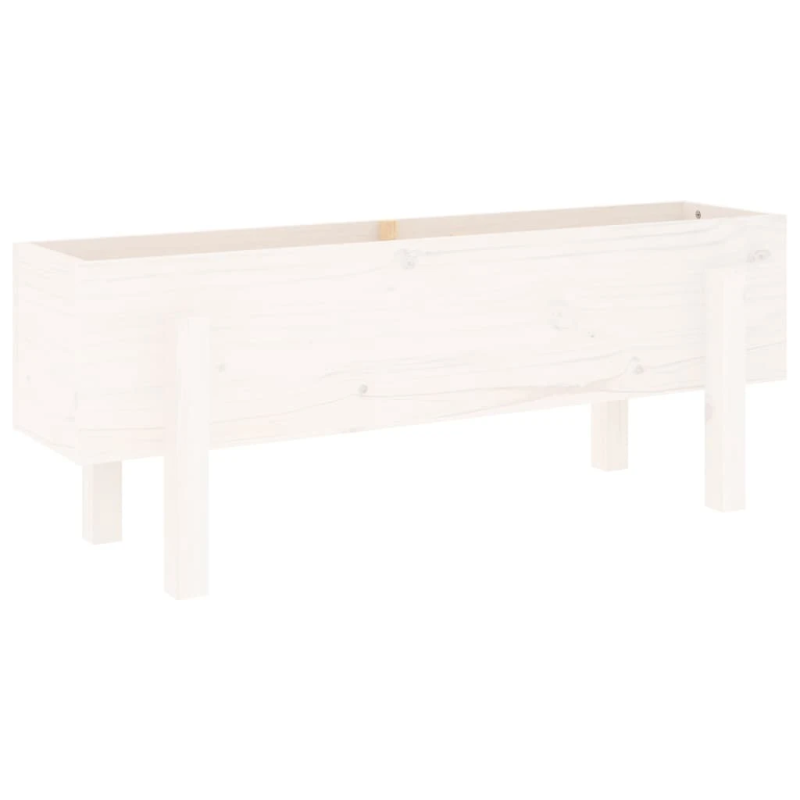 vidaXL augstā puķu kaste, balta, 101x30x38 cm, priedes masīvkoks