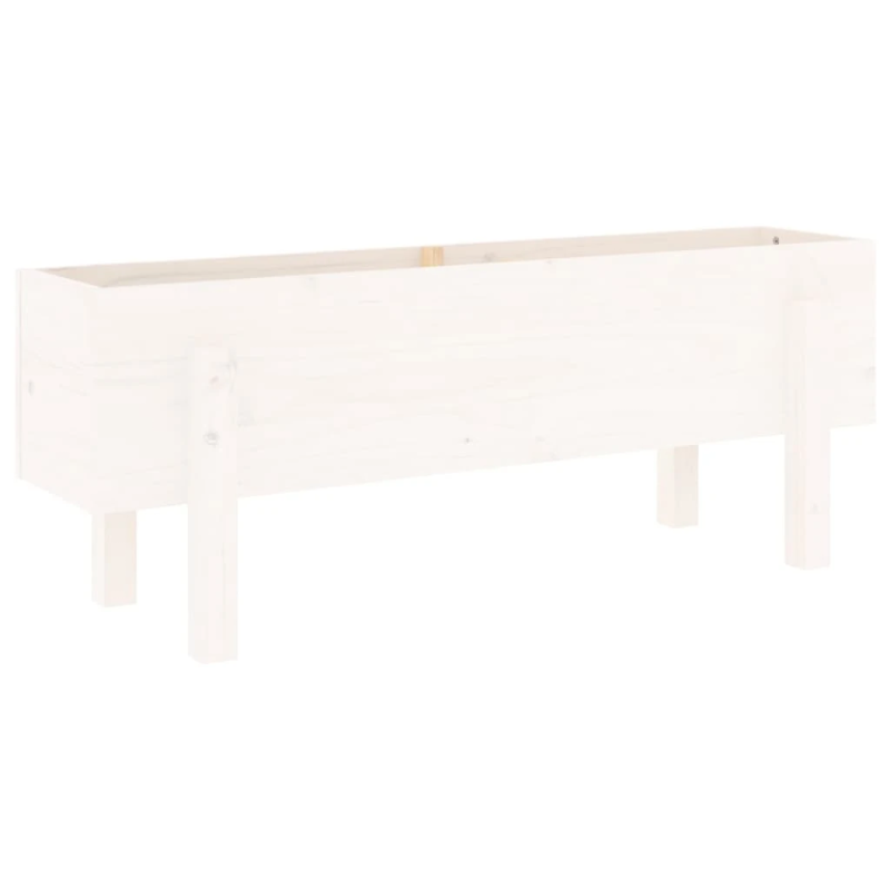 vidaXL augstā puķu kaste, balta, 101x30x38 cm, priedes masīvkoks