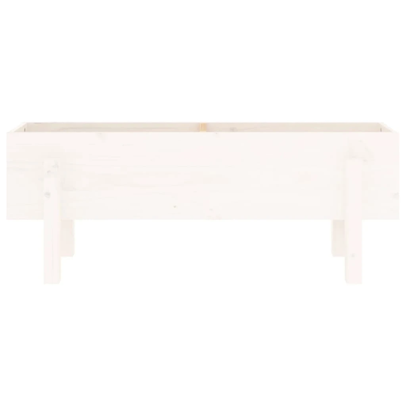 vidaXL augstā puķu kaste, balta, 101x30x38 cm, priedes masīvkoks