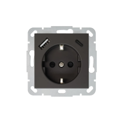 Rozete.USB A+C lādētājs Liregus Retro. melna