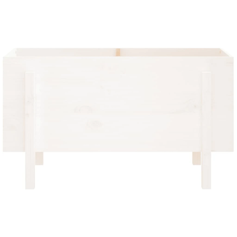 vidaXL augstā puķu kaste, balta, 101x50x57 cm, priedes masīvkoks