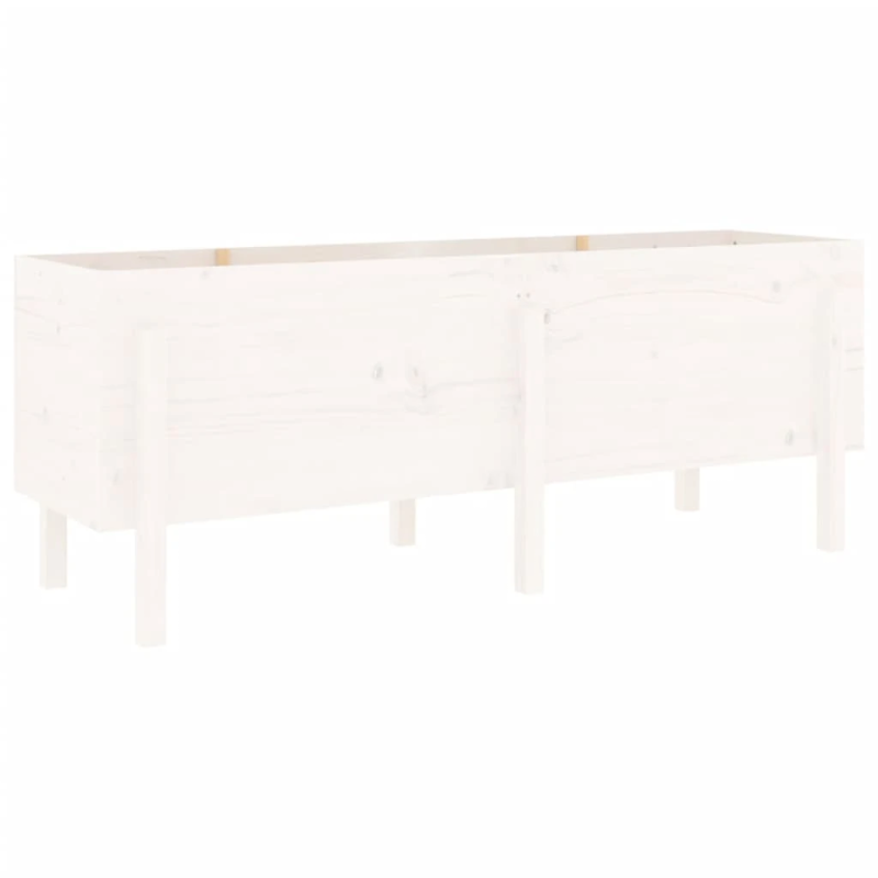 vidaXL augstā puķu kaste, balta, 160x50x57 cm, priedes masīvkoks