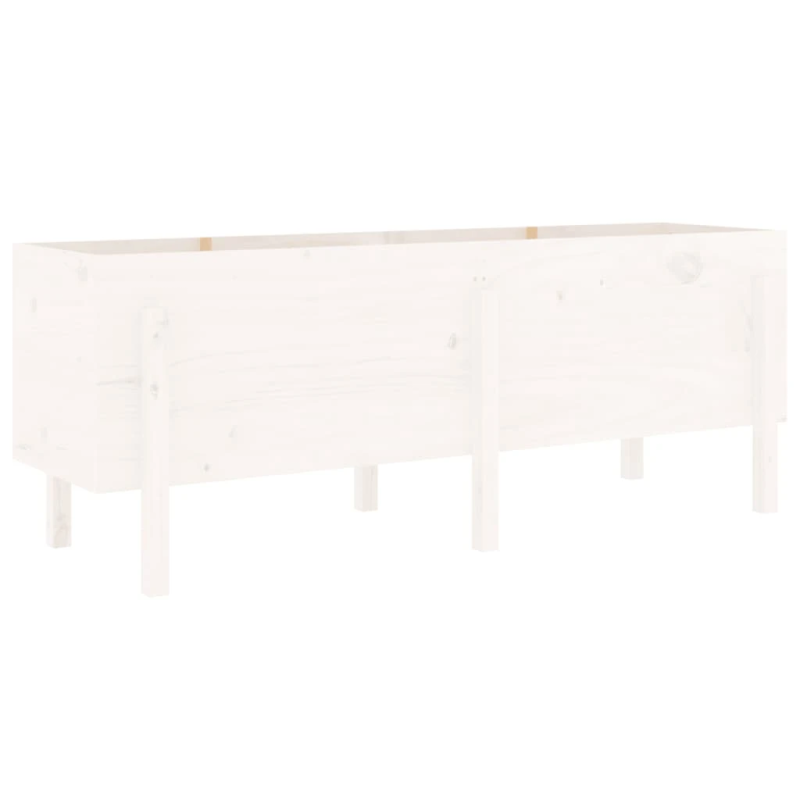 vidaXL augstā puķu kaste, balta, 160x50x57 cm, priedes masīvkoks